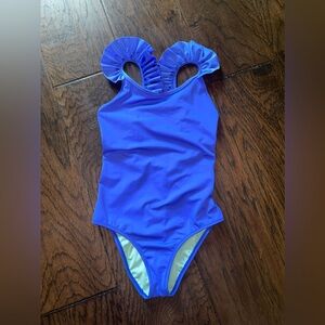 NWT Lison Paris Girls one-piece UV swimsuit ultramarine blue size 10